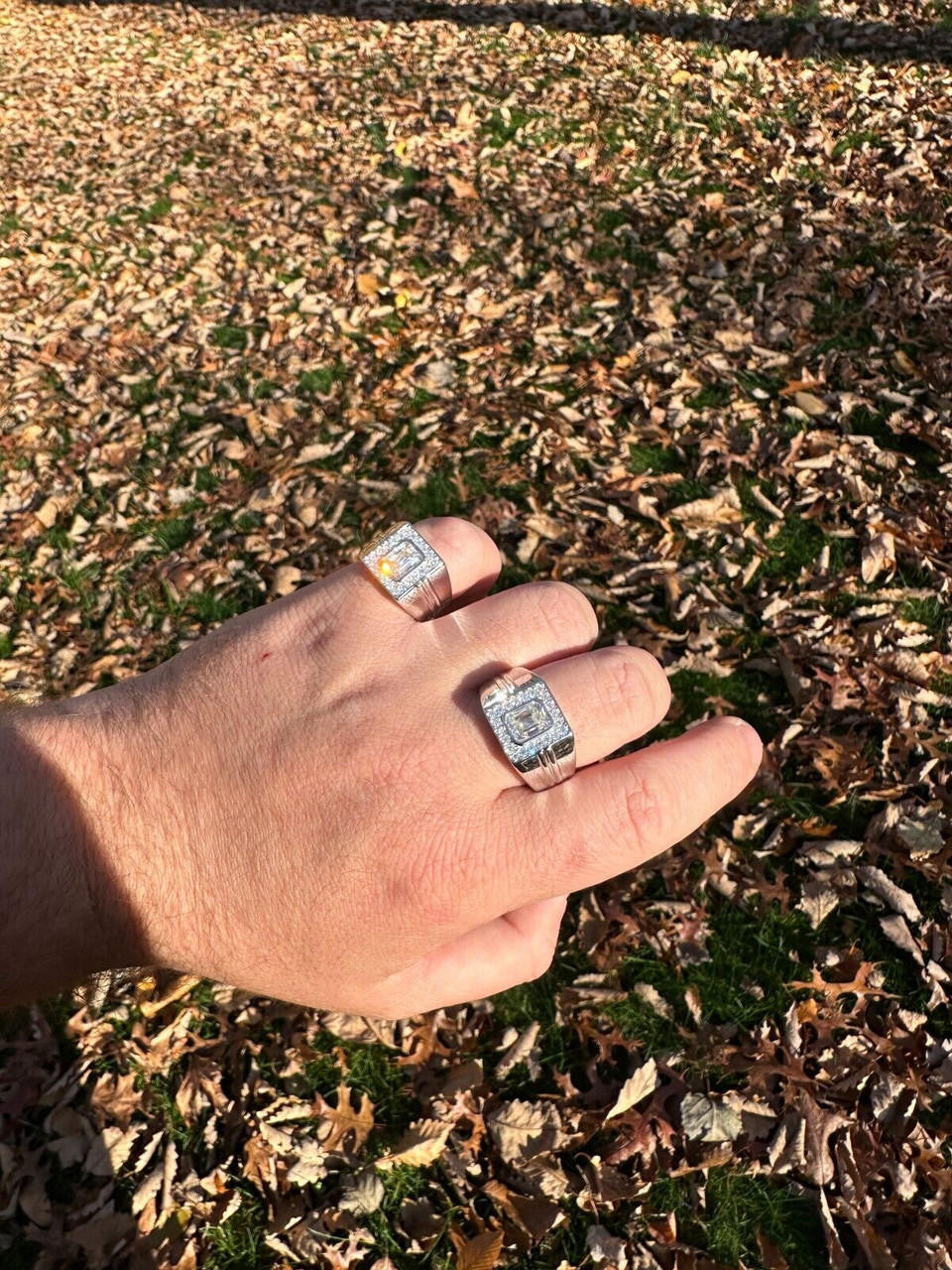 HarlemBling Big 2.6ct Emerald Cut MOISSANITE Solitaire Mens Real Solid 925 Silver Ring Pinky