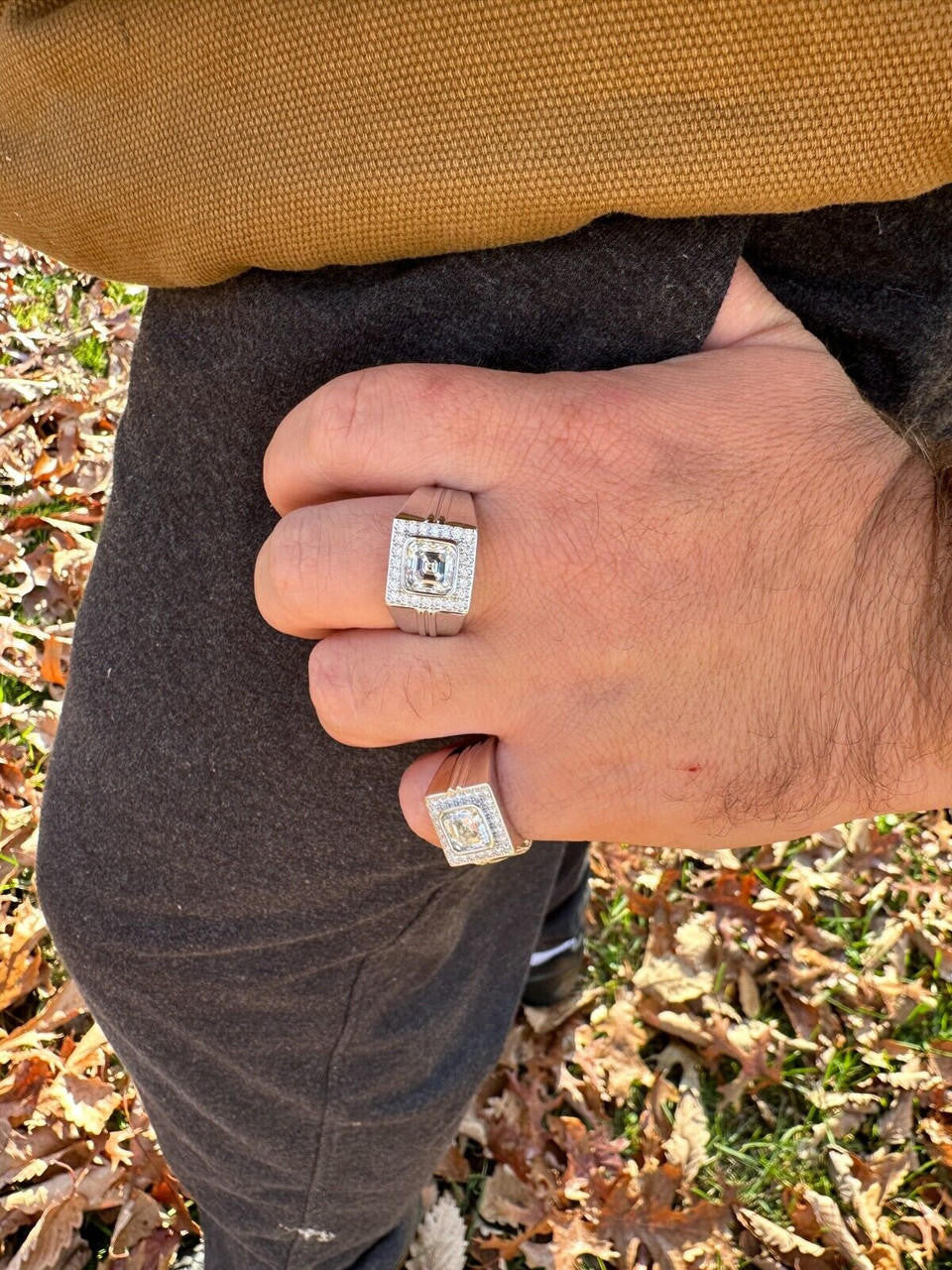 HarlemBling Big 3.6ct Asscher Cut MOISSANITE Solitaire Mens Real Solid 925 Silver Ring Pinky