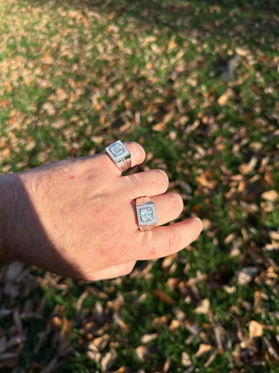 HarlemBling Big 3.6ct Asscher Cut MOISSANITE Solitaire Mens Real Solid 925 Silver Ring Pinky