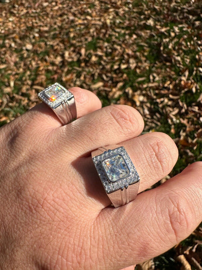 HarlemBling Big 3.6ct Asscher Cut MOISSANITE Solitaire Mens Real Solid 925 Silver Ring Pinky