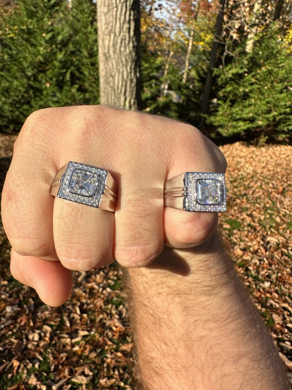 HarlemBling Big 3.6ct Asscher Cut MOISSANITE Solitaire Mens Real Solid 925 Silver Ring Pinky