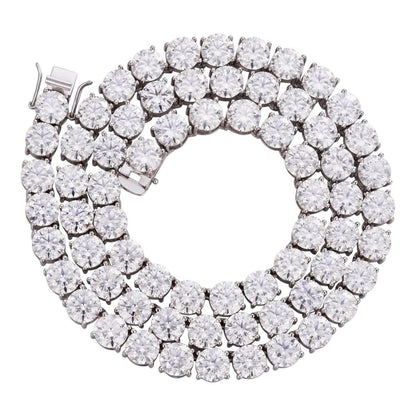 HarlemBling Big Boss MOISSANITE Tennis Chain Necklace Iced Out Huge Stones - 925 Silver - 8mm - 16-28"