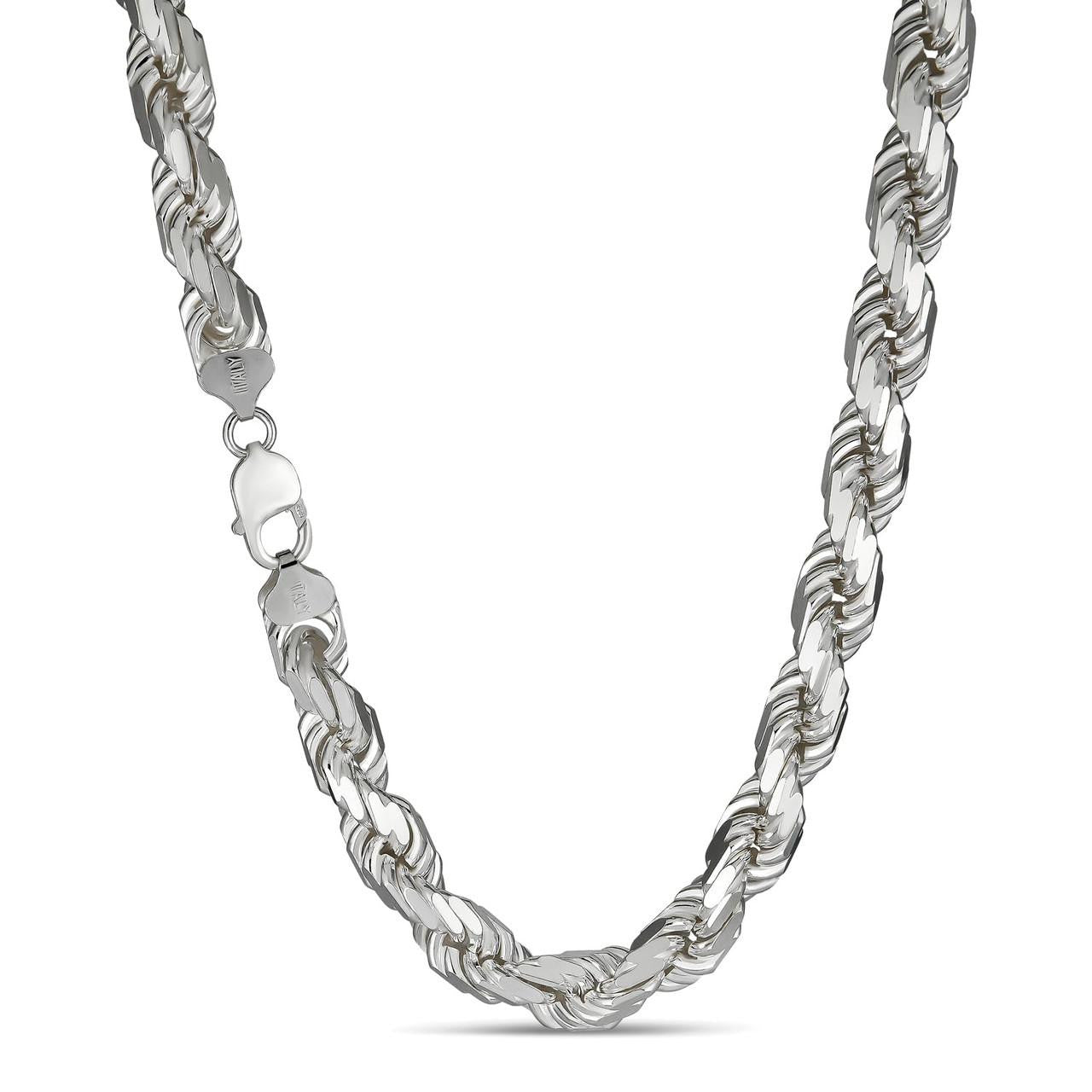 HarlemBling BIG BOSS Rope Chain Necklace - 925 Sterling Silver - 18"-30" - 11mm