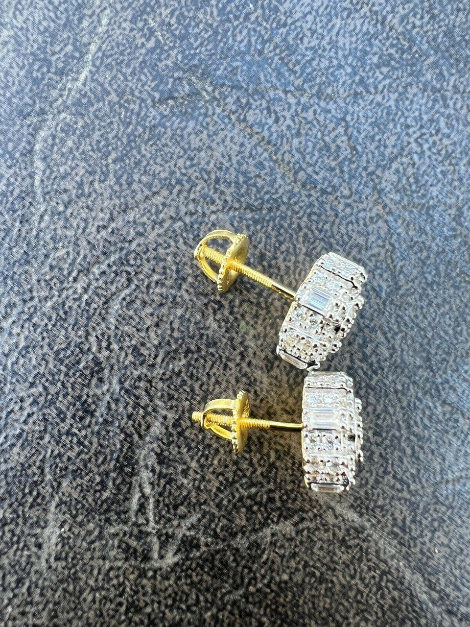 HarlemBling BIG Moissanite Iced 14k Gold Vermeil Real Earrings Large 10mm Mens Hip Hop Studs