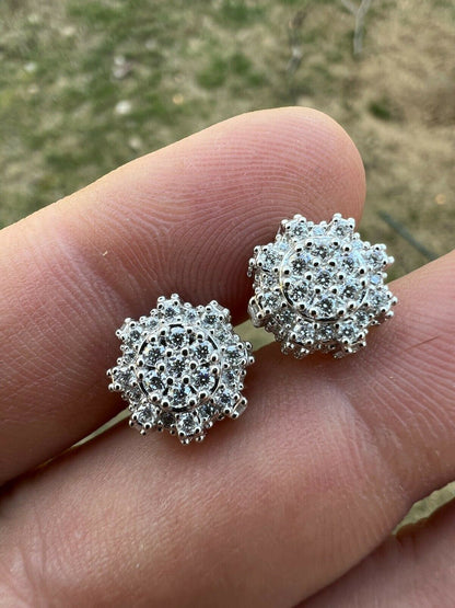 HarlemBling BIG Moissanite Iced 14k Gold Vermeil Real Earrings Large 10mm Mens Hip Hop Studs