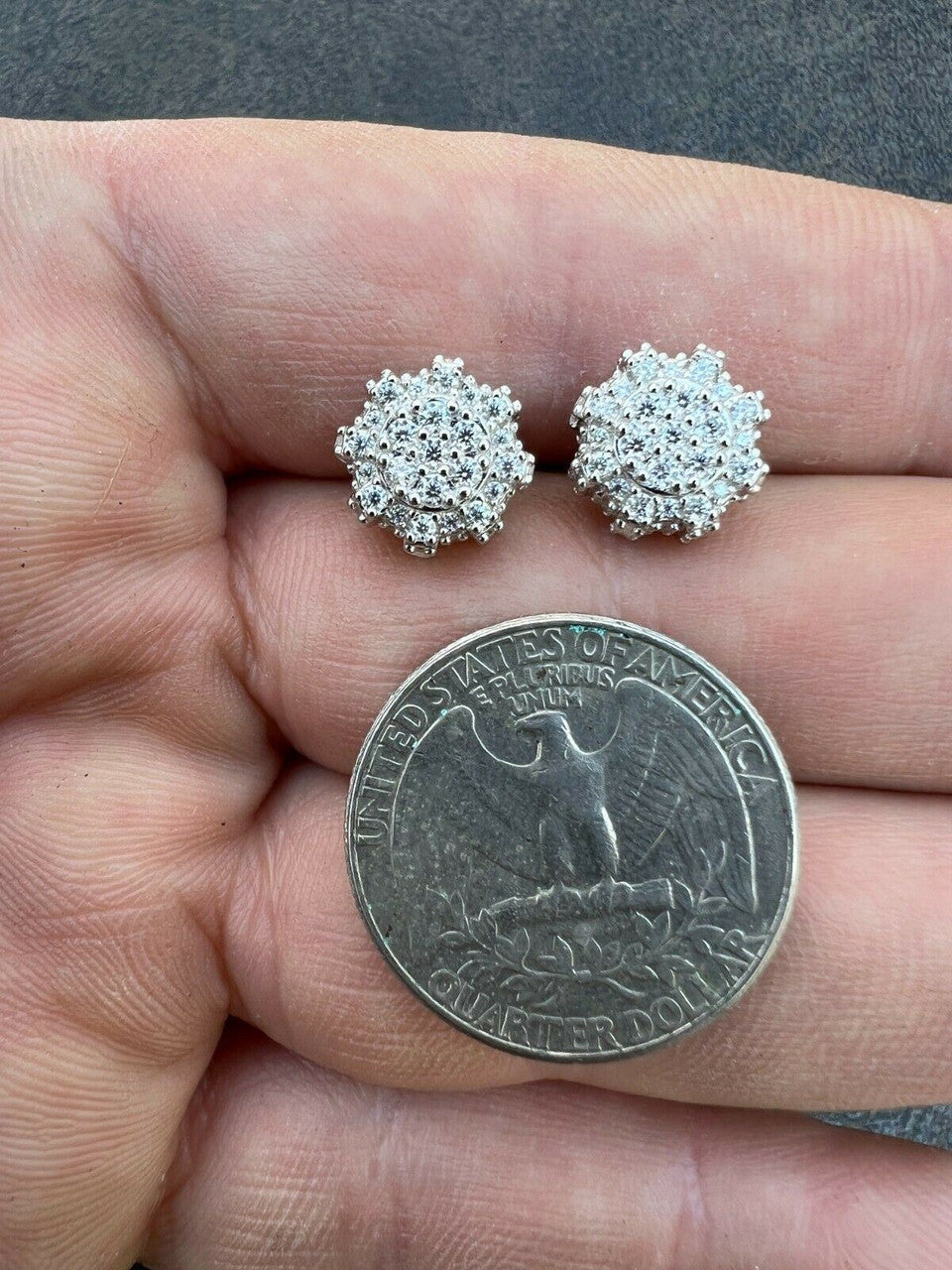 HarlemBling BIG Moissanite Iced 14k Gold Vermeil Real Earrings Large 10mm Mens Hip Hop Studs