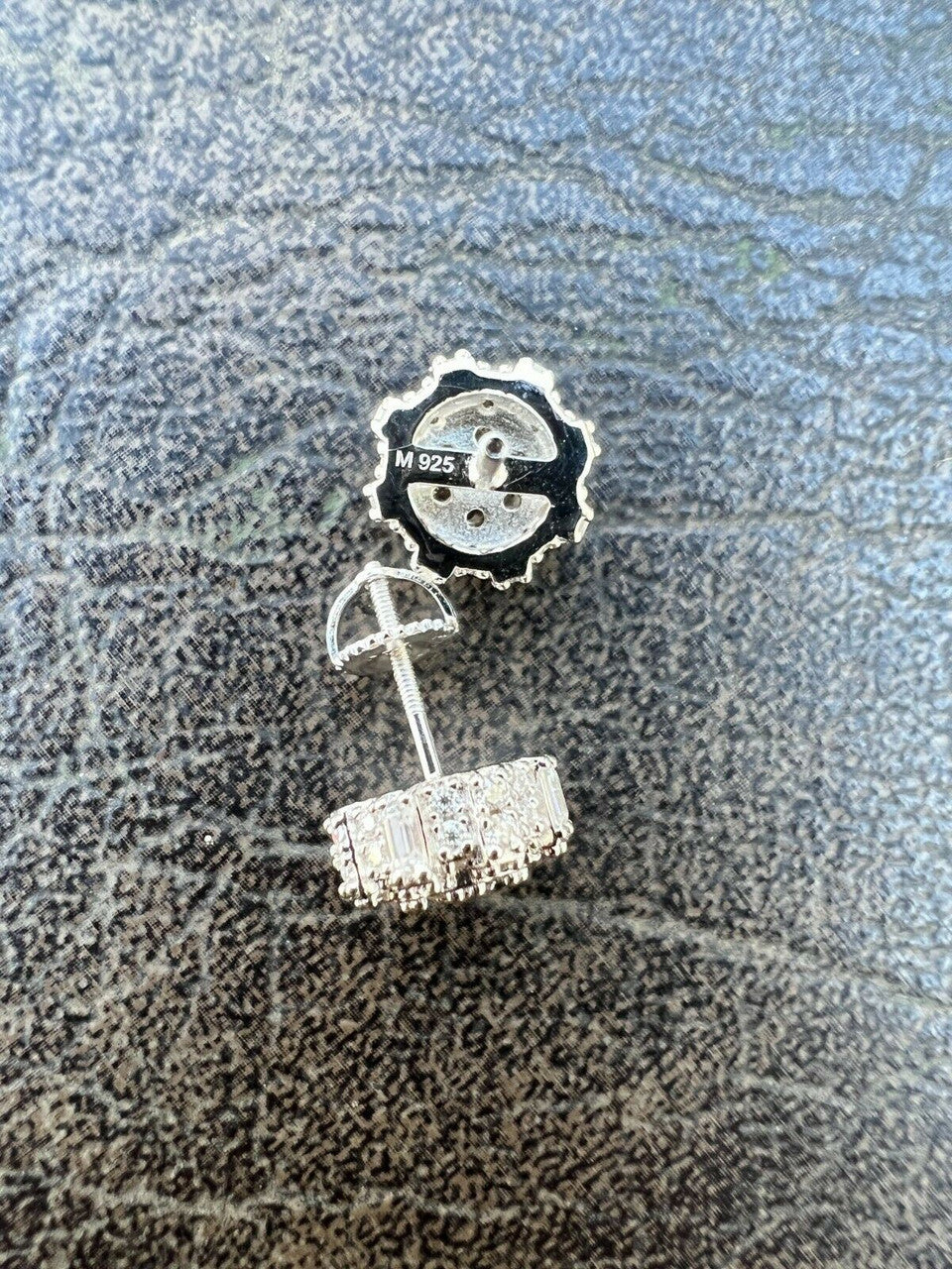 HarlemBling BIG Moissanite Iced 925 Silver Screwback Earrings Large 10mm Mens Hip Hop Studs