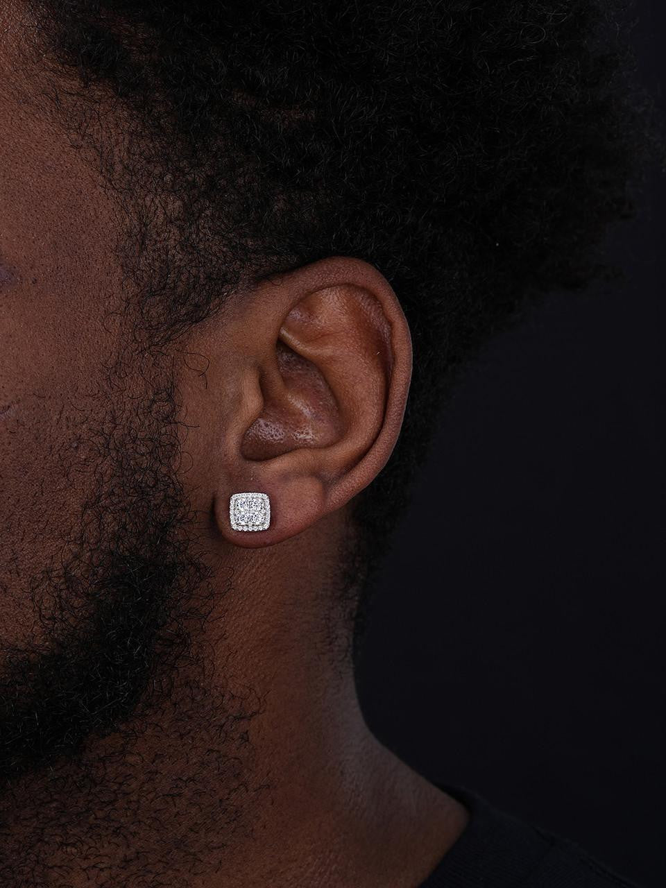 HarlemBling Big Rock Iced Out Earrings - 14K Gold Vermeil 925 Silver - CZ Stones - 9mm