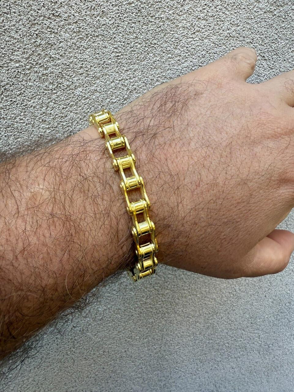 HarlemBling Bike Chain Bracelet - 14k Gold Vermeil 925 Sterling Silver - 7"-9" - 9mm