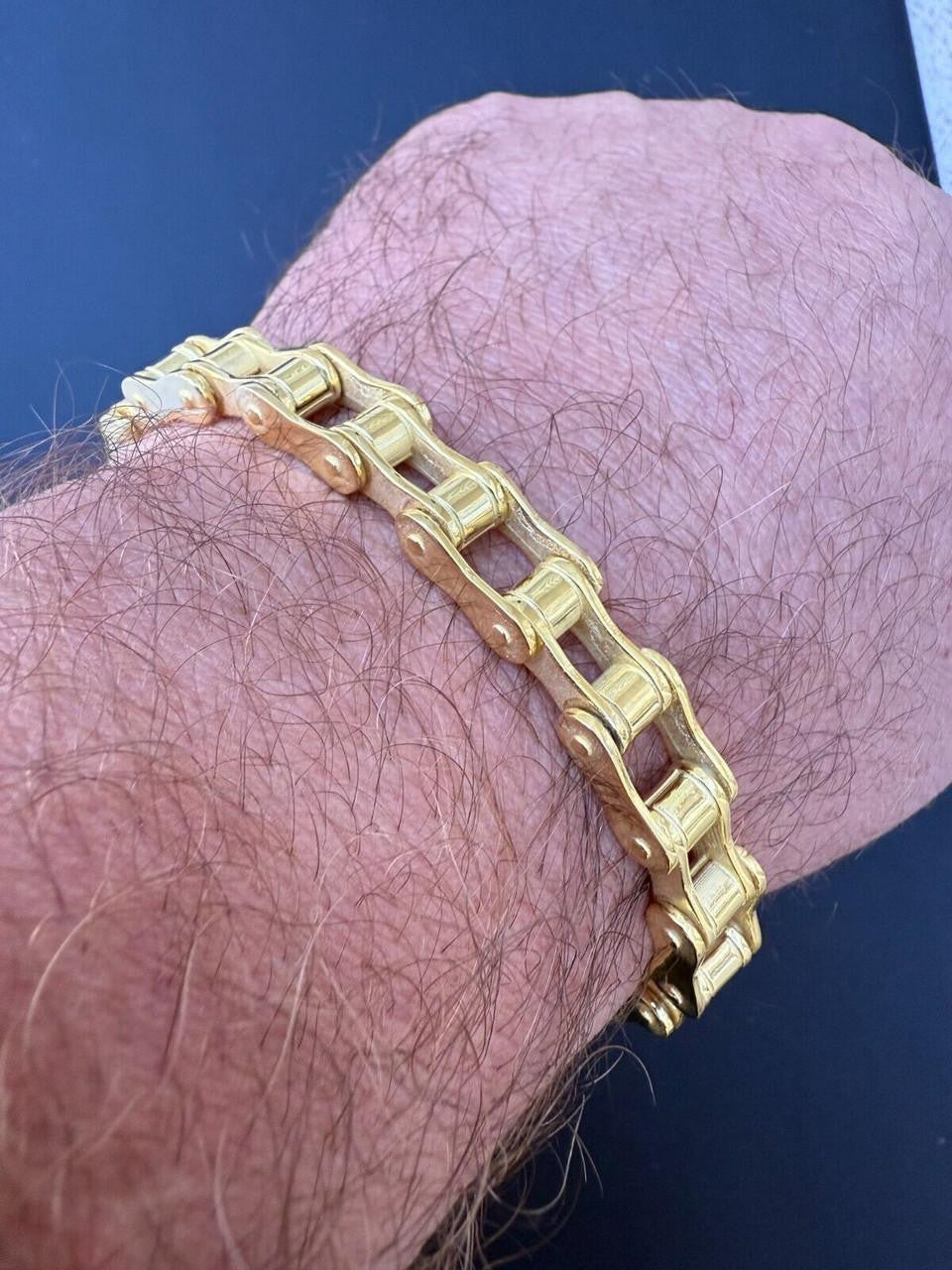 HarlemBling Bike Chain Bracelet - 14k Gold Vermeil 925 Sterling Silver - 7"-9" - 9mm