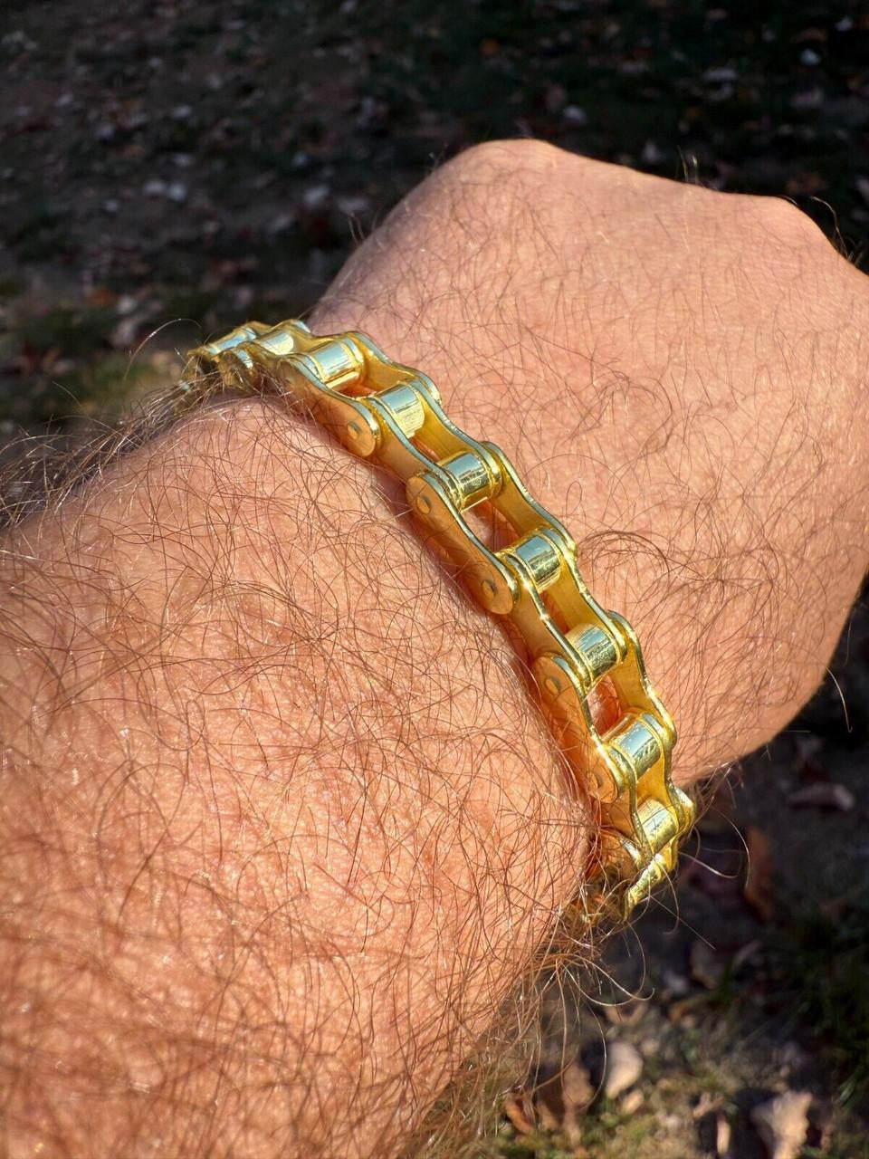 HarlemBling Bike Chain Bracelet - 14k Gold Vermeil 925 Sterling Silver - 7"-9" - 9mm