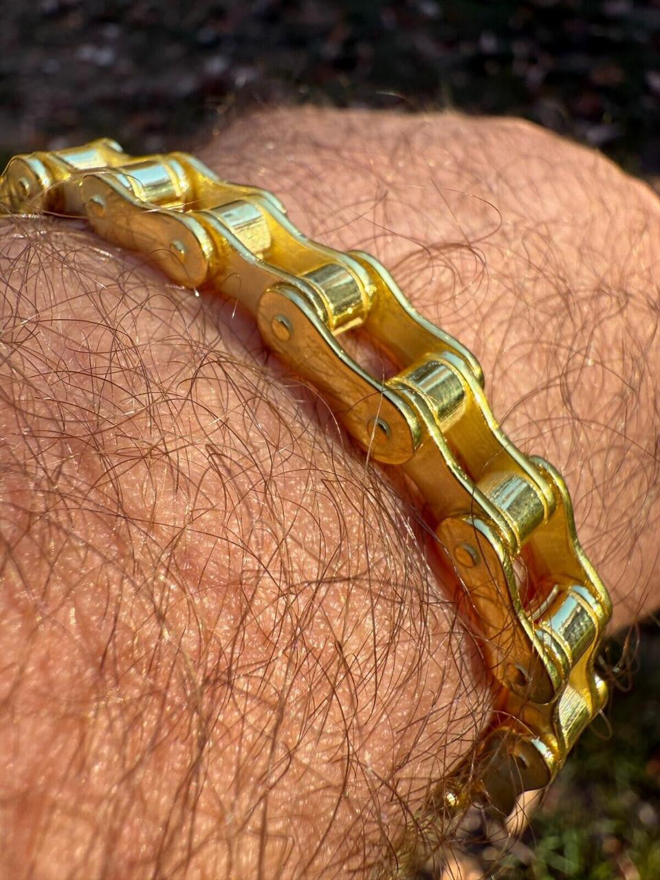 HarlemBling Bike Chain Bracelet - 14k Gold Vermeil 925 Sterling Silver - 7"-9" - 9mm