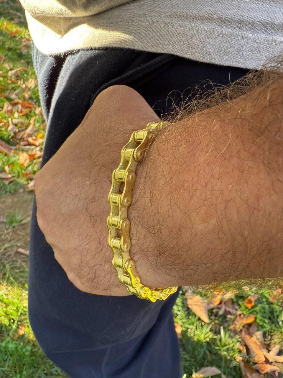 HarlemBling Bike Chain Bracelet - 14k Gold Vermeil 925 Sterling Silver - 7"-9" - 9mm