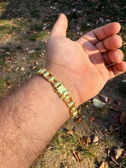 HarlemBling Bike Chain Bracelet - 14k Gold Vermeil 925 Sterling Silver - 7"-9" - 9mm