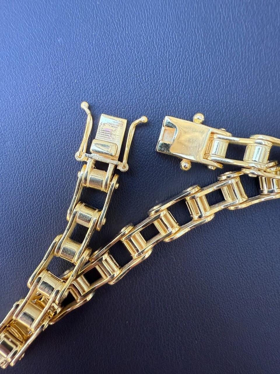 HarlemBling Bike Chain Bracelet - 14k Gold Vermeil 925 Sterling Silver - 7"-9" - 9mm