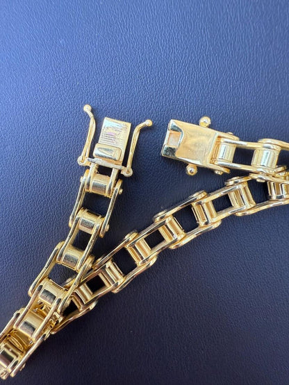 HarlemBling Bike Chain Bracelet - 14k Gold Vermeil 925 Sterling Silver - 7"-9" - 9mm