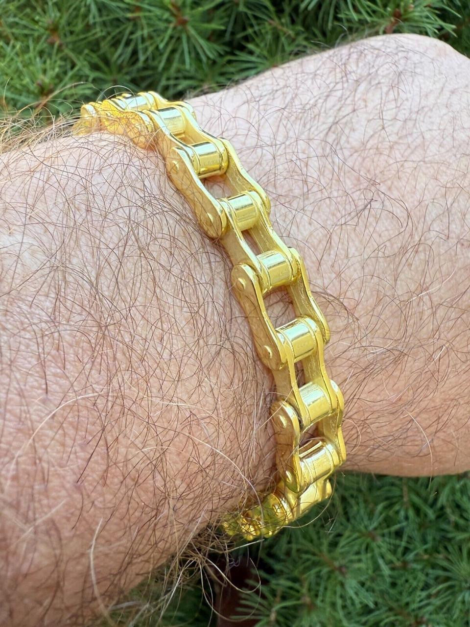 HarlemBling Bike Chain Bracelet - 14k Gold Vermeil 925 Sterling Silver - 7"-9" - 9mm