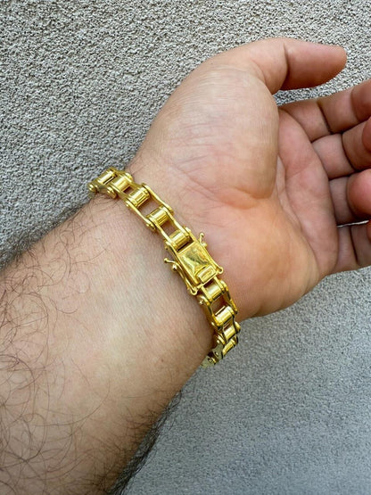 HarlemBling Bike Chain Bracelet - 14k Gold Vermeil 925 Sterling Silver - 7"-9" - 9mm