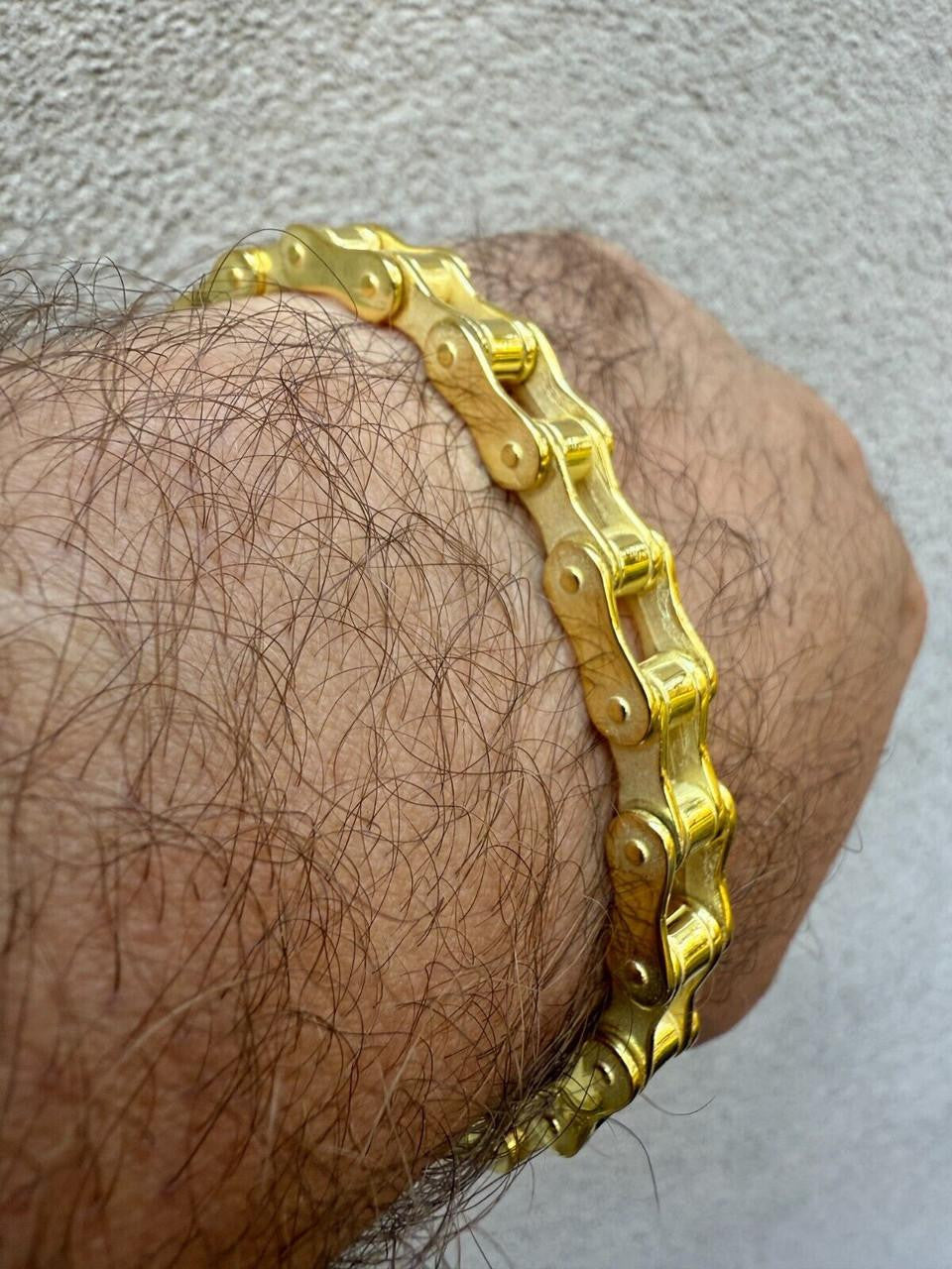 HarlemBling Bike Chain Bracelet - 14k Gold Vermeil 925 Sterling Silver - 7"-9" - 9mm