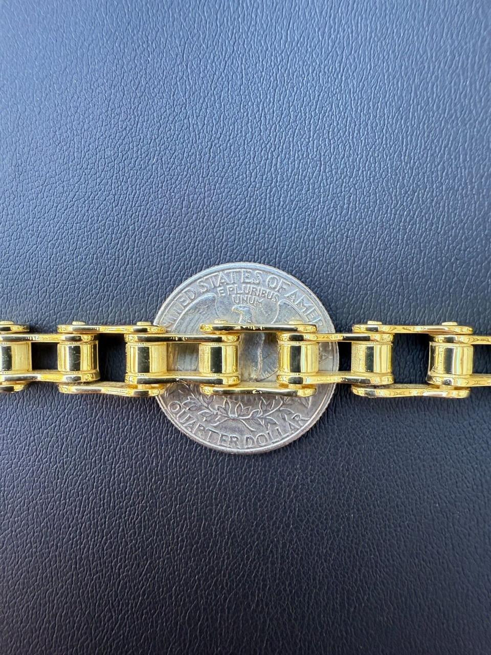 HarlemBling Bike Chain Bracelet - 14k Gold Vermeil 925 Sterling Silver - 7"-9" - 9mm