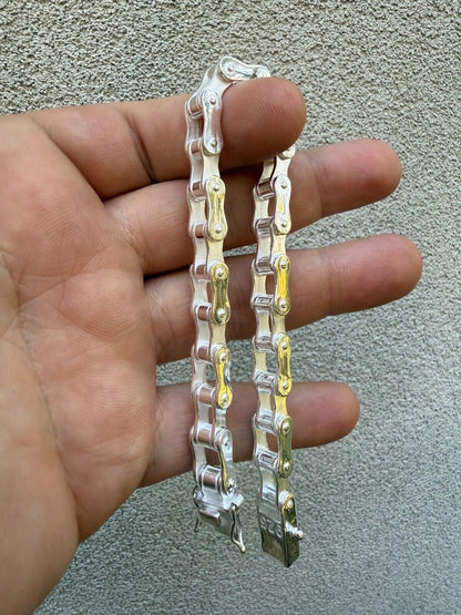 HarlemBling Bike Chain Bracelet - 925 Sterling Silver - 7"-9" - 9mm