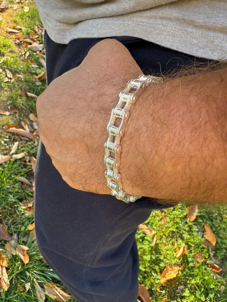 HarlemBling Bike Chain Bracelet - 925 Sterling Silver - 7"-9" - 9mm