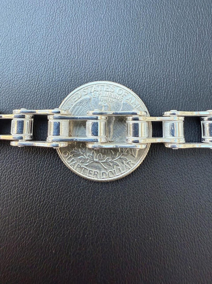 HarlemBling Bike Chain Bracelet - 925 Sterling Silver - 7"-9" - 9mm