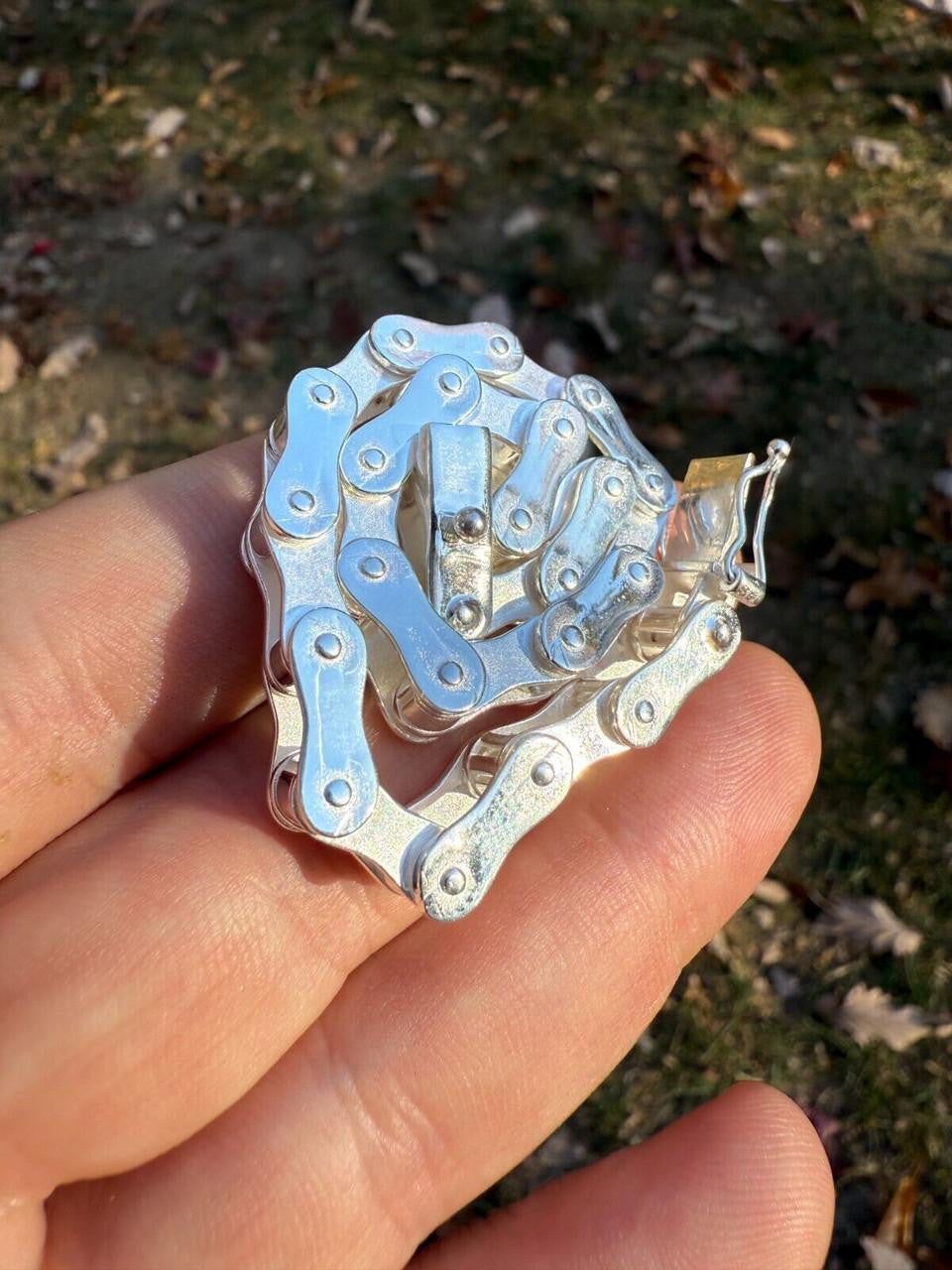 HarlemBling Bike Chain Bracelet - 925 Sterling Silver - 7"-9" - 9mm