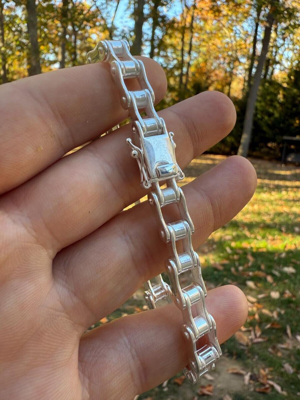 HarlemBling Bike Chain Bracelet - 925 Sterling Silver - 7"-9" - 9mm