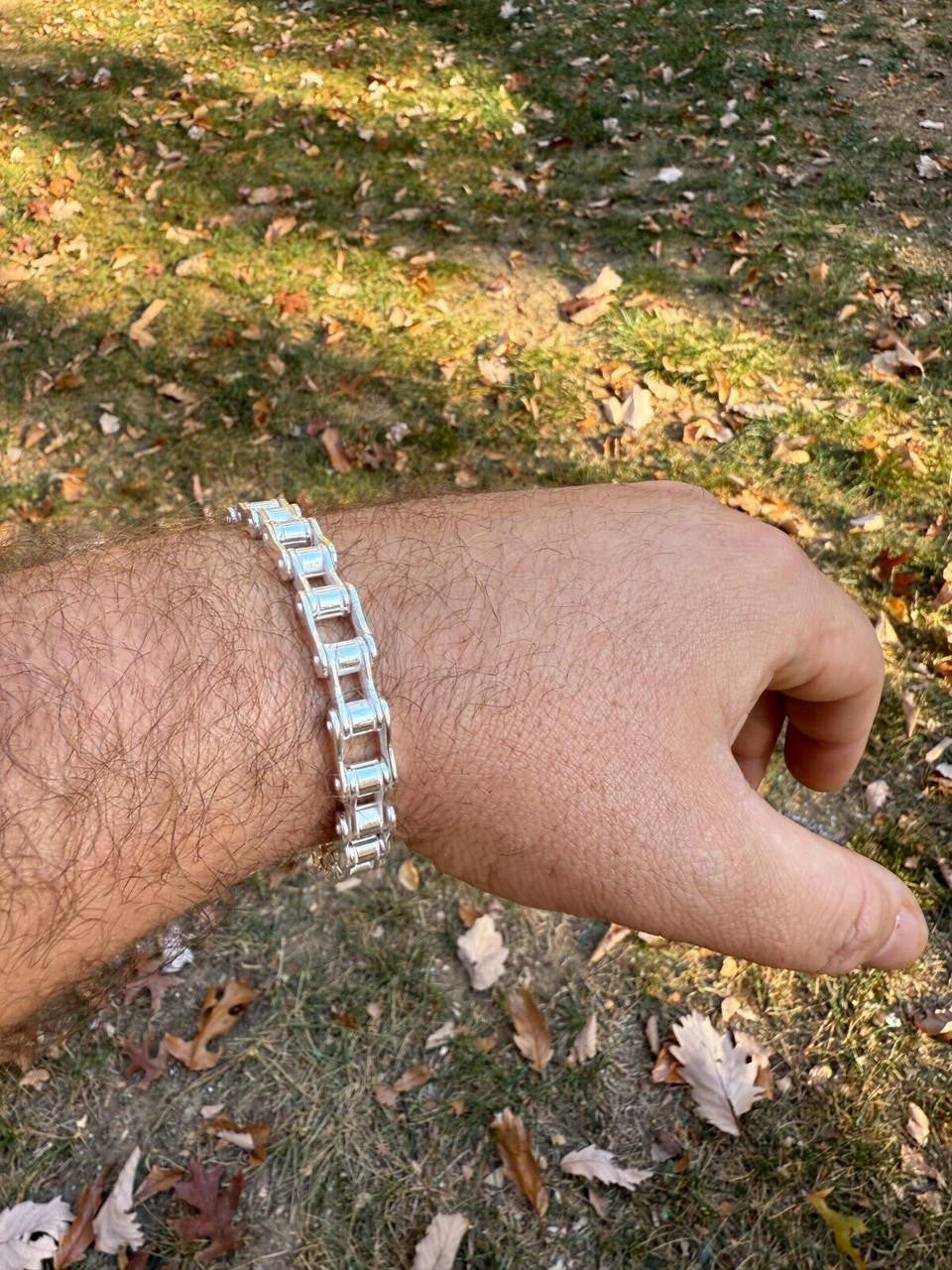 HarlemBling Bike Chain Bracelet - 925 Sterling Silver - 7"-9" - 9mm