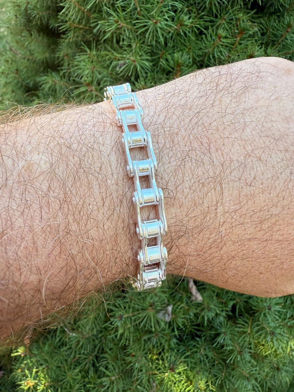 HarlemBling Bike Chain Bracelet - 925 Sterling Silver - 7"-9" - 9mm