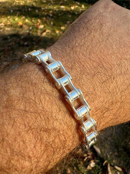 HarlemBling Bike Chain Bracelet - 925 Sterling Silver - 7"-9" - 9mm