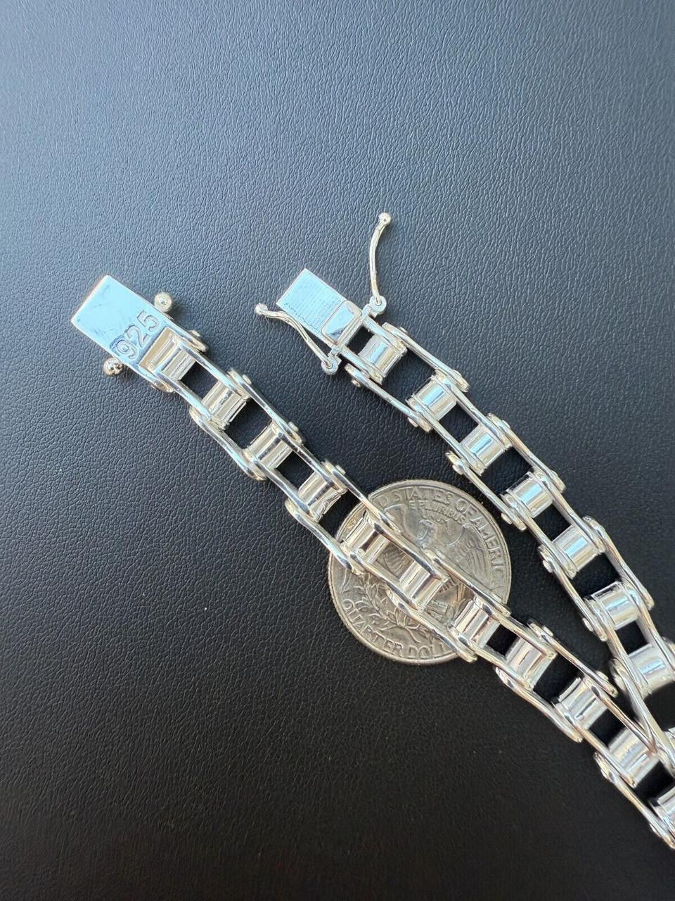 HarlemBling Bike Chain Bracelet - 925 Sterling Silver - 7"-9" - 9mm