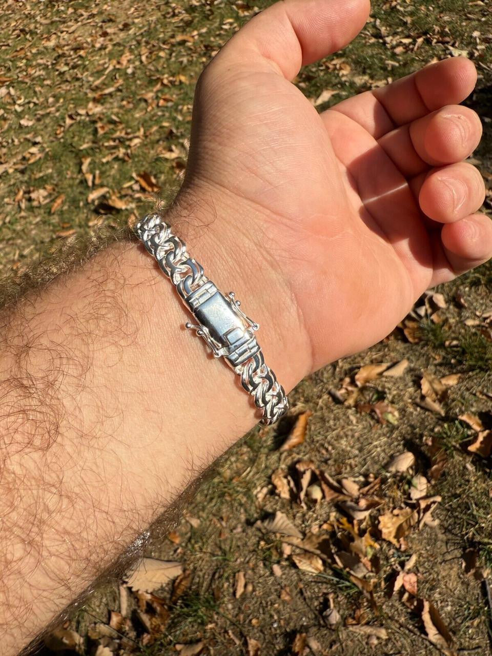 HarlemBling Bismark Garibaldi Chino Link Bracelet - 925 Sterling Silver - 7"-8.5" - 9mm