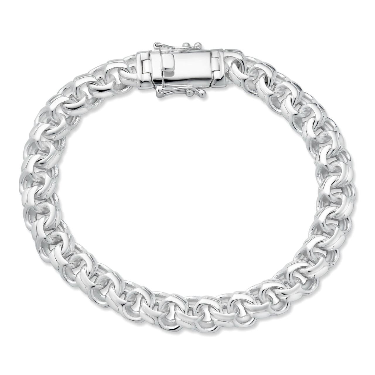 HarlemBling Bismark Garibaldi Chino Link Bracelet - 925 Sterling Silver - 7"-8.5" - 9mm