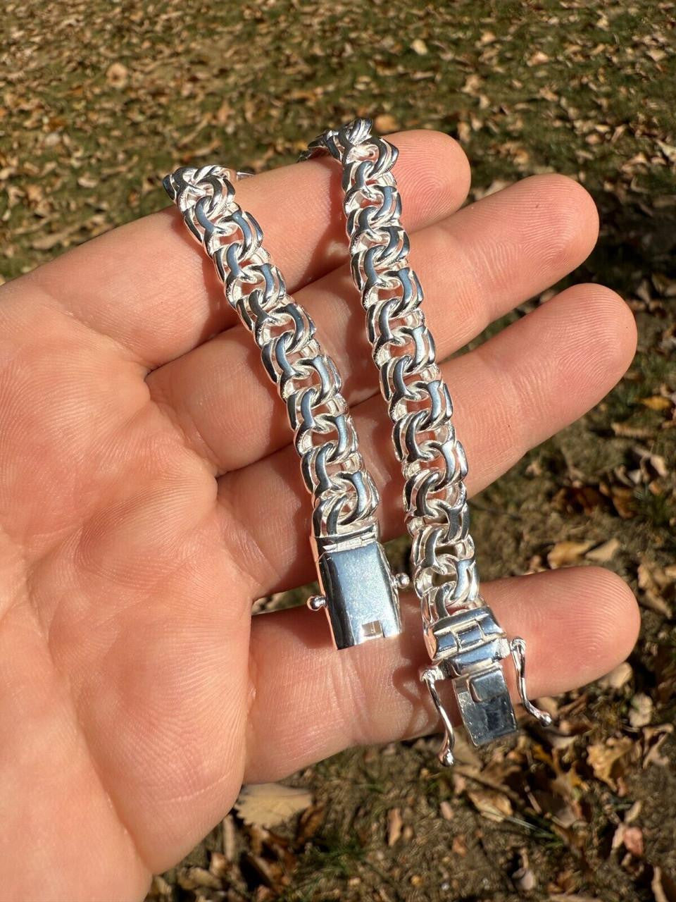 HarlemBling Bismark Garibaldi Chino Link Bracelet - 925 Sterling Silver - 7"-8.5" - 9mm