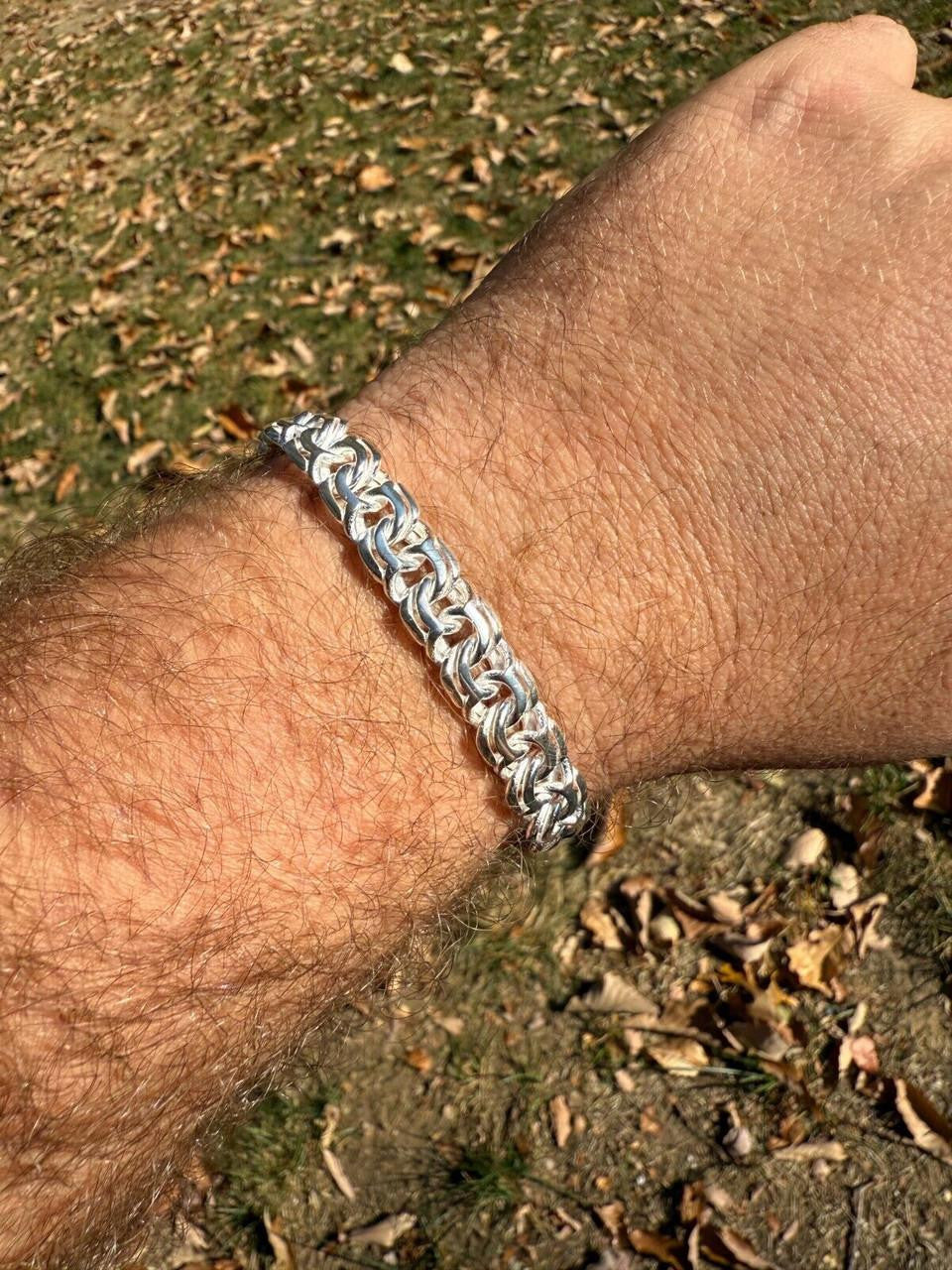 HarlemBling Bismark Garibaldi Chino Link Bracelet - 925 Sterling Silver - 7"-8.5" - 9mm