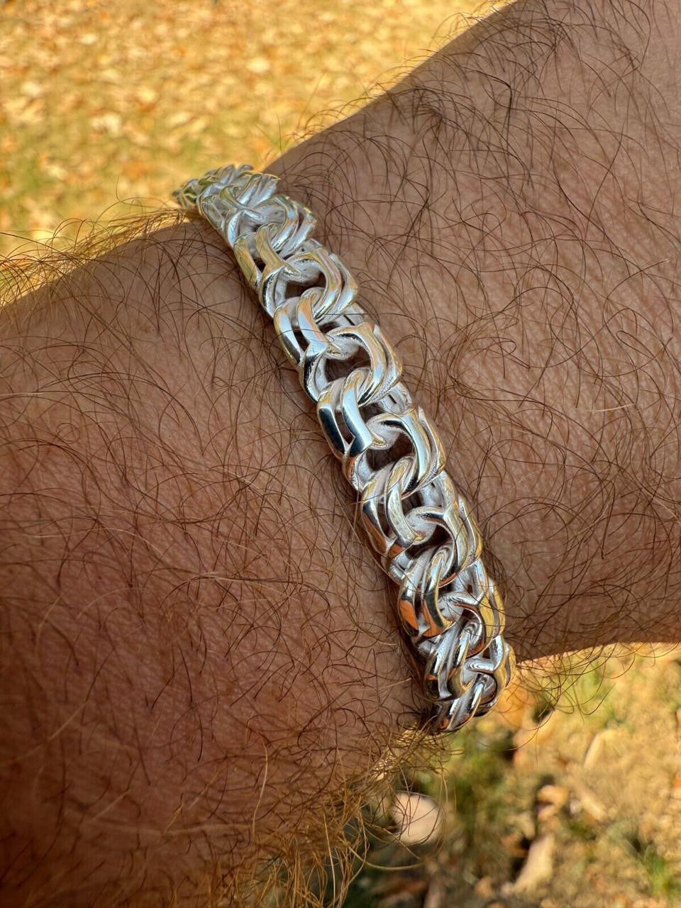 HarlemBling Bismark Garibaldi Chino Link Bracelet - 925 Sterling Silver - 7"-8.5" - 9mm
