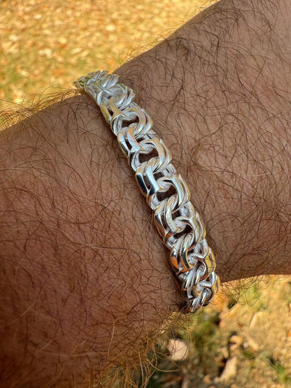 HarlemBling Bismark Garibaldi Chino Link Bracelet - 925 Sterling Silver - 7"-8.5" - 9mm