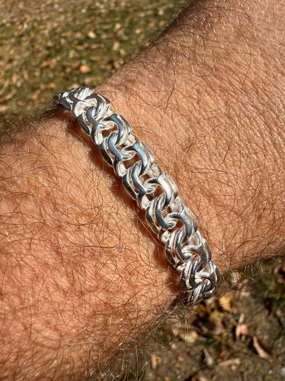HarlemBling Bismark Garibaldi Chino Link Bracelet - 925 Sterling Silver - 7"-8.5" - 9mm