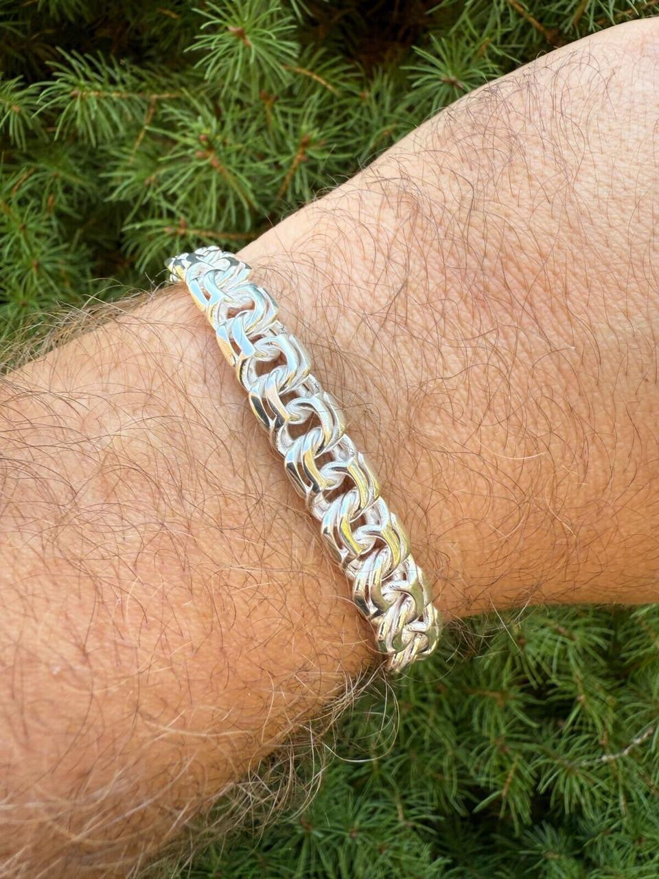 HarlemBling Bismark Garibaldi Chino Link Bracelet - 925 Sterling Silver - 7"-8.5" - 9mm