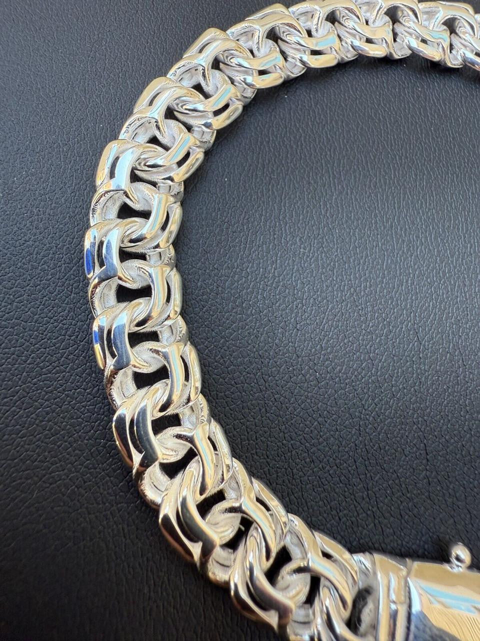 HarlemBling Bismark Garibaldi Chino Link Bracelet - 925 Sterling Silver - 7"-8.5" - 9mm