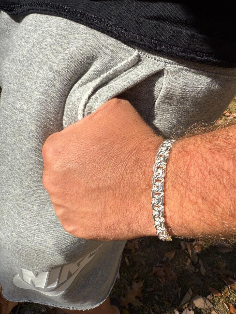 HarlemBling Bismark Garibaldi Chino Link Bracelet - 925 Sterling Silver - 7"-8.5" - 9mm