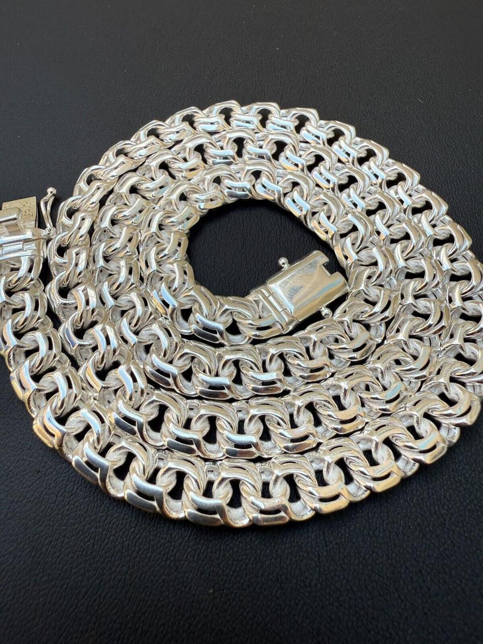 Real 925 Sterling Silver Handmade 9mm Cuban-Byzantine Chainmaille