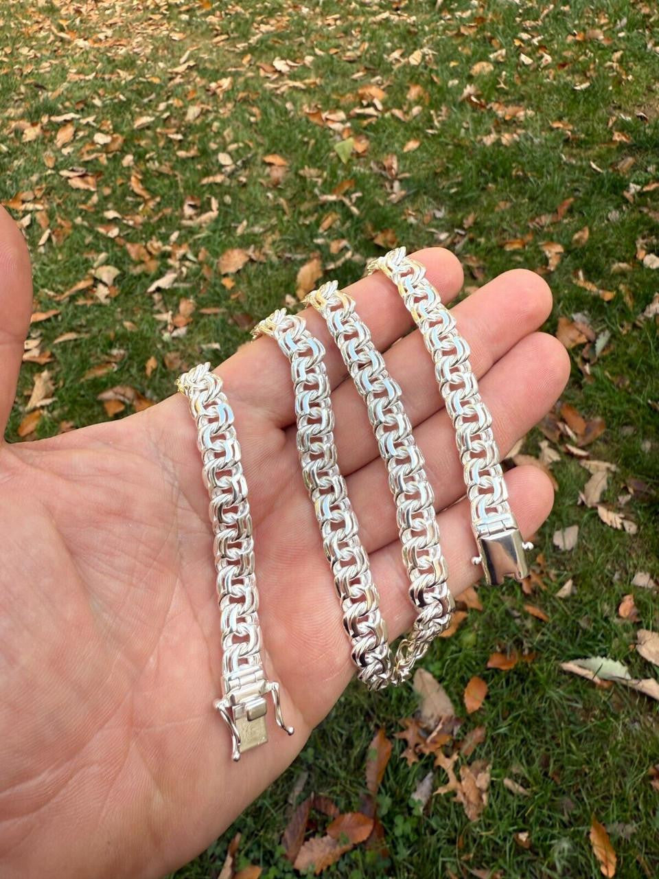 HarlemBling Bismark Garibaldi Chino Link Chain Necklace - 925 Sterling Silver - 18"-28" - 9mm