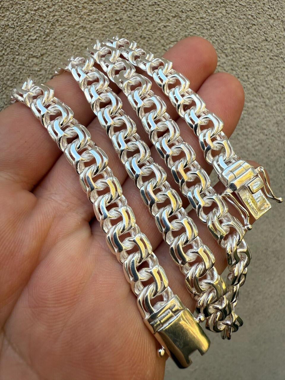 HarlemBling Bismark Garibaldi Chino Link Chain Necklace - 925 Sterling Silver - 18"-28" - 9mm
