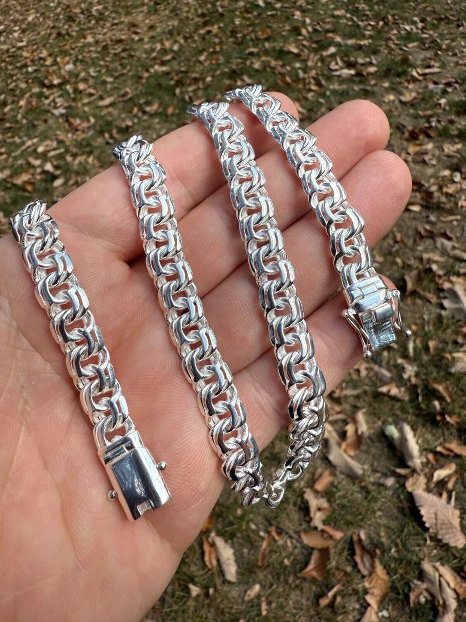 HarlemBling Bismark Garibaldi Chino Link Chain Necklace - 925 Sterling Silver - 18"-28" - 9mm