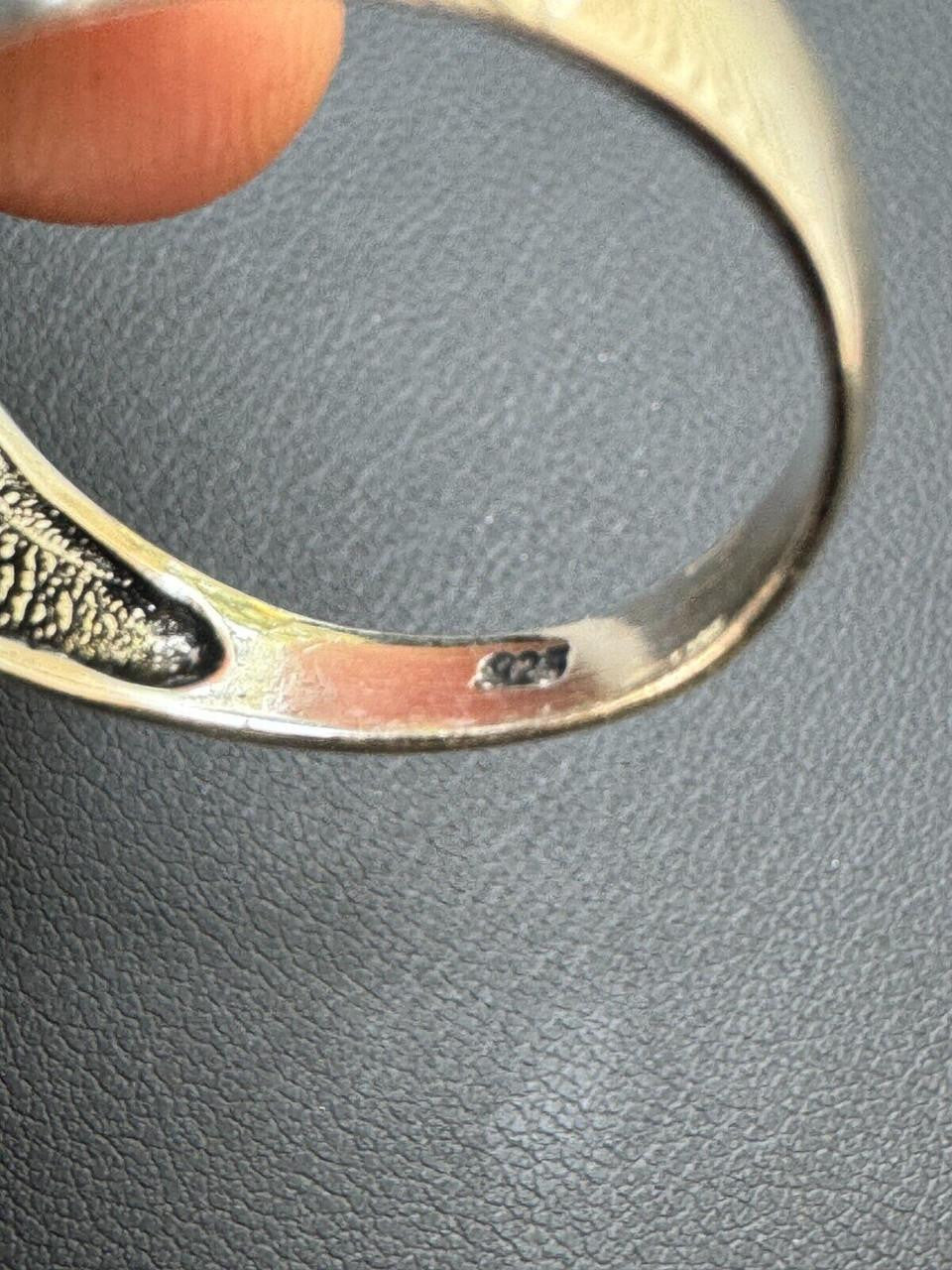 HarlemBling Black & White Ring - 925 Silver Oxidized - Genuine Blue Sapphire Stone