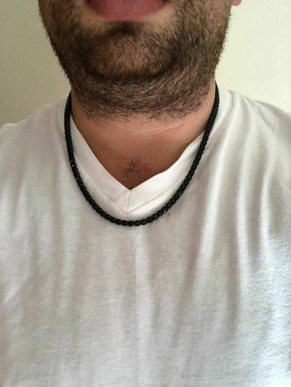 HarlemBling Black Diamond Tennis Chain SOLID 925 Sterling Silver Single Row ICY Mens 3-6mm