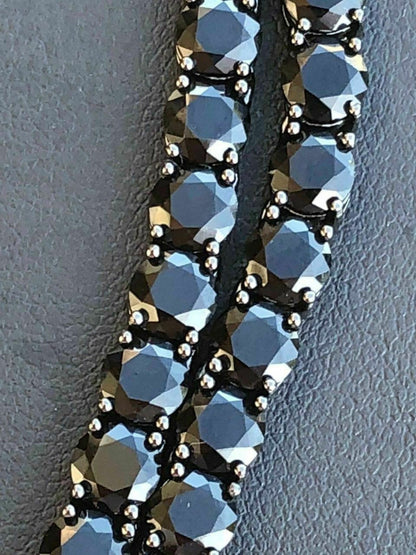 HarlemBling Black Diamond Tennis Chain SOLID 925 Sterling Silver Single Row ICY Mens 3-6mm